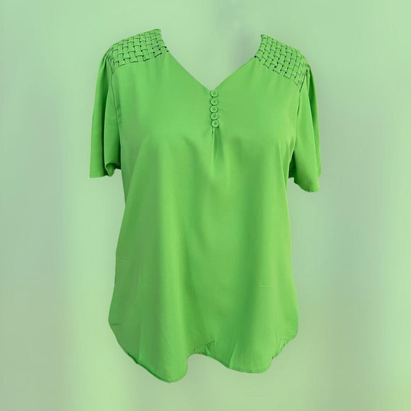 Blusa Social com Detalhes Trançados Verde