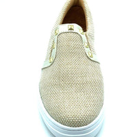 Slip on bege linho com tachas